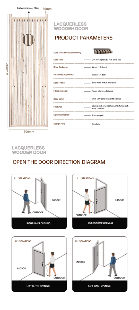 L01 wood grain series 3Q black fork suitable for internal doors