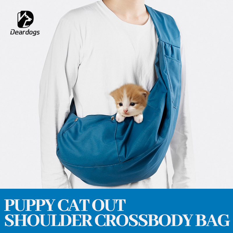 Deardogs puppies and cats go out with shoulder bags