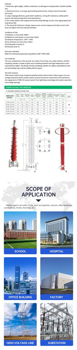 Zinc oxide lightning arrester electronic fence accessories 20kV high voltage lightning arrester for perimeter electric f