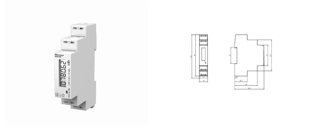 Mini Digital Low Voltage Single Phase Multi Function LCD Display DIN Rail Electric Energy Meter