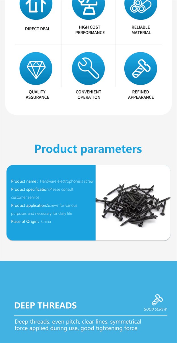Hardware electrophoretic screw decoration hardware parts