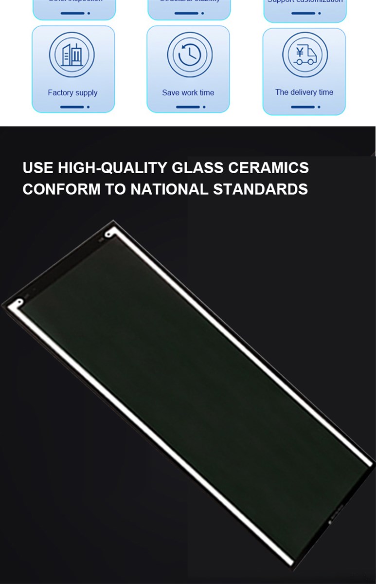 Black microcrystalline semiconductor heating glass 800x300x4mm