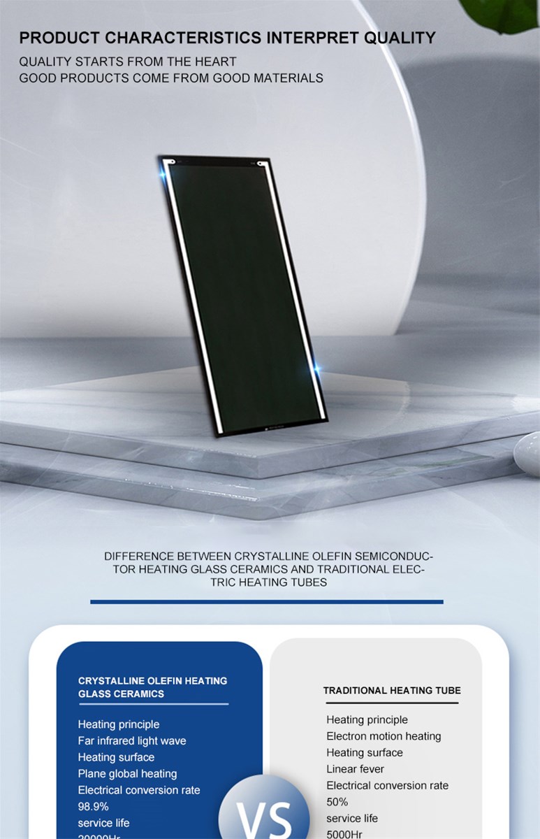 Black microcrystalline semiconductor heating glass 800x300x4mm