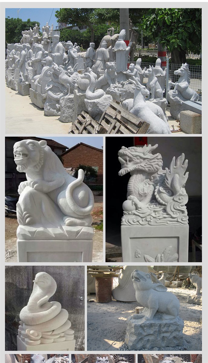 Stone sculptures of 12 zodiac statuescan be customized