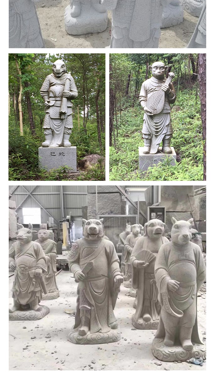 Stone sculptures of 12 zodiac statuescan be customized