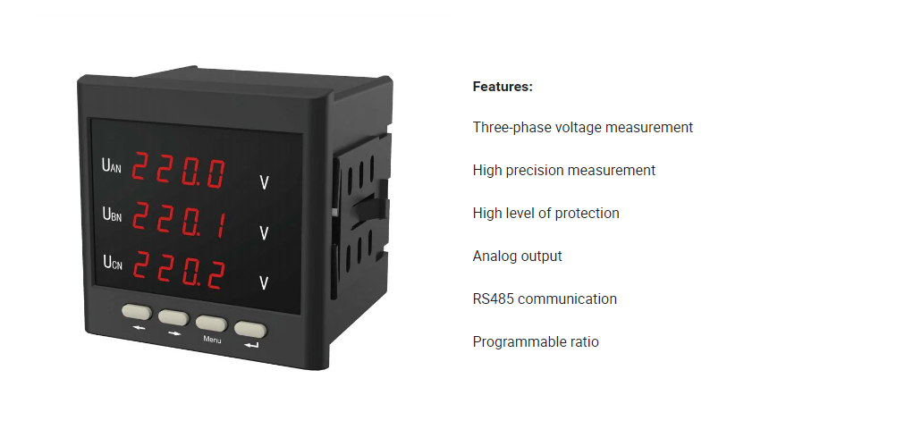 Good Quality High Protection Class ThreePhase Voltage LED Display AC Smart Panel Meter