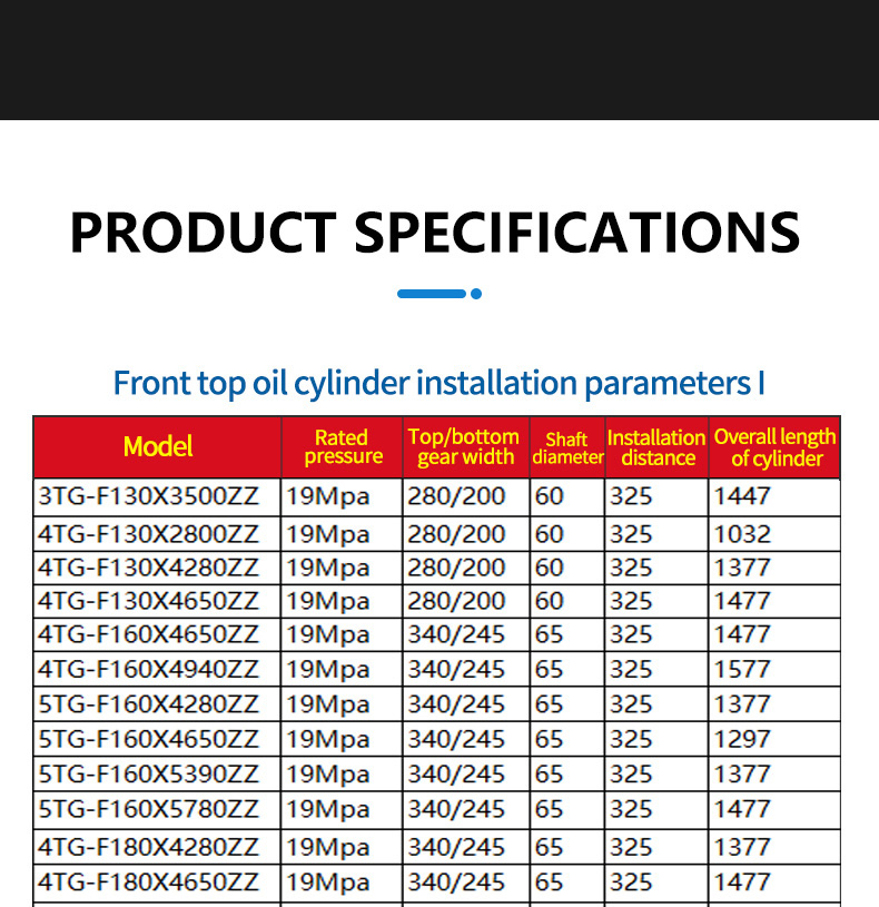 Dump truck hydraulic cylinder telescopic Front top cylinder Construction Machinery Parts hydraulic jack