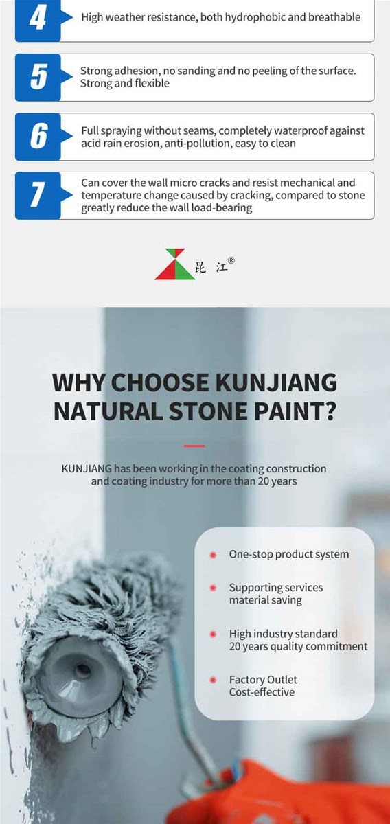 kunjiang natural stone paint white and colored