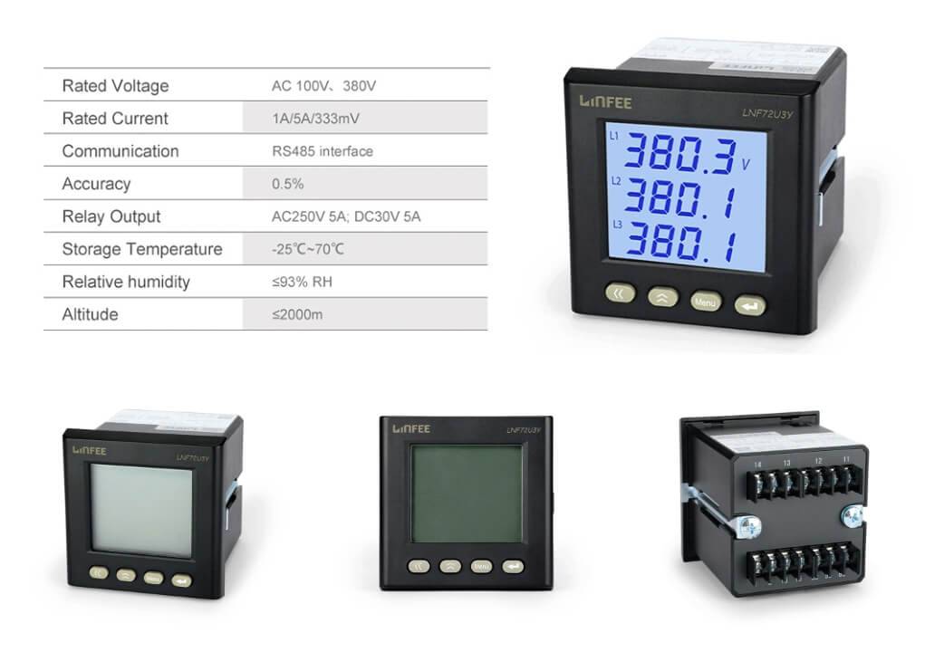 Lnf72u3y LCD Display Three Phase Panel Mounted Voltage Meter