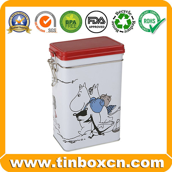 Metal latch lid coffee tin box for food packing