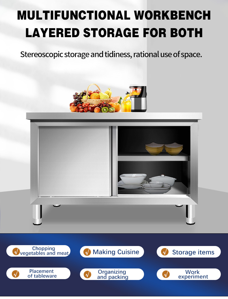 Thickened stainless steel sliding door workbench