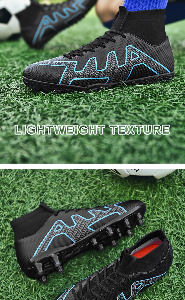 Outsole is divided into long nail and broken nail football shoes whiteblackblue