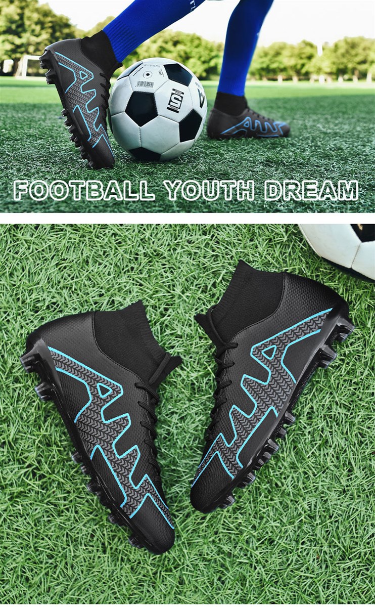 Outsole is divided into long nail and broken nail football shoes whiteblackblue