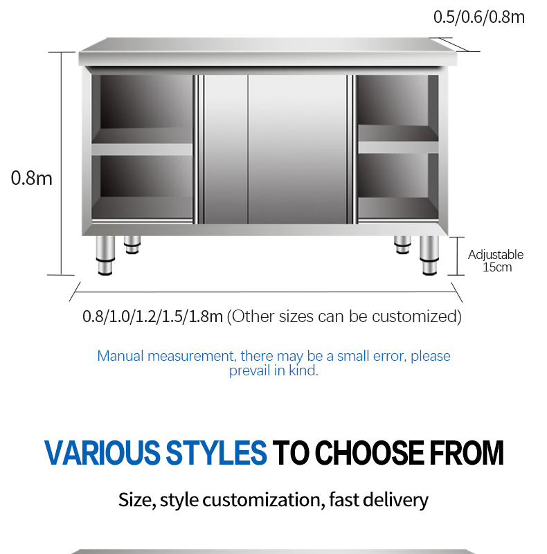 Thickened stainless steel sliding door workbench