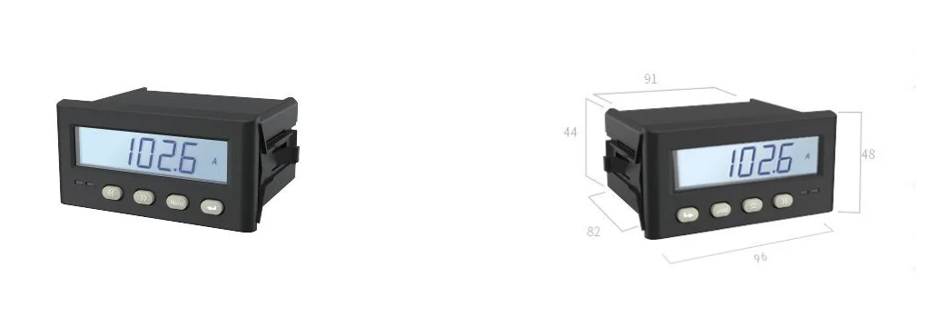 9648mm RS485 Communication 1 Channel Analog Output DC Current LCD Display SinglePhase Panel Mounted Ampere Meter