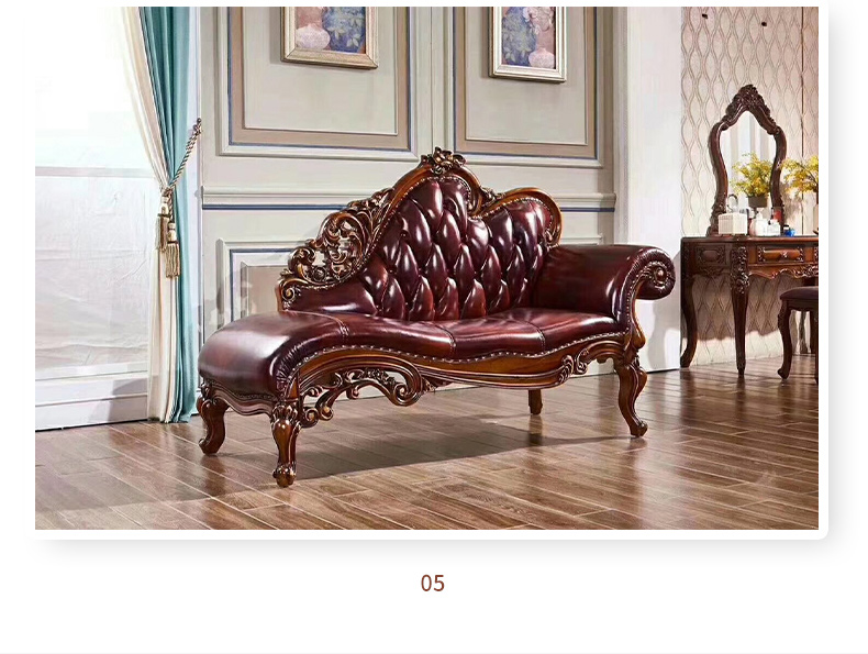 European style chaise longue leather lazy susan sofa bed bedroom living room beauty couch