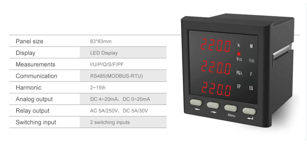 Factory Hot Sale 05 Class Digital Panel Ammeter Current Meter 3 Phase AC Voltmeter Ammeter Power Meter