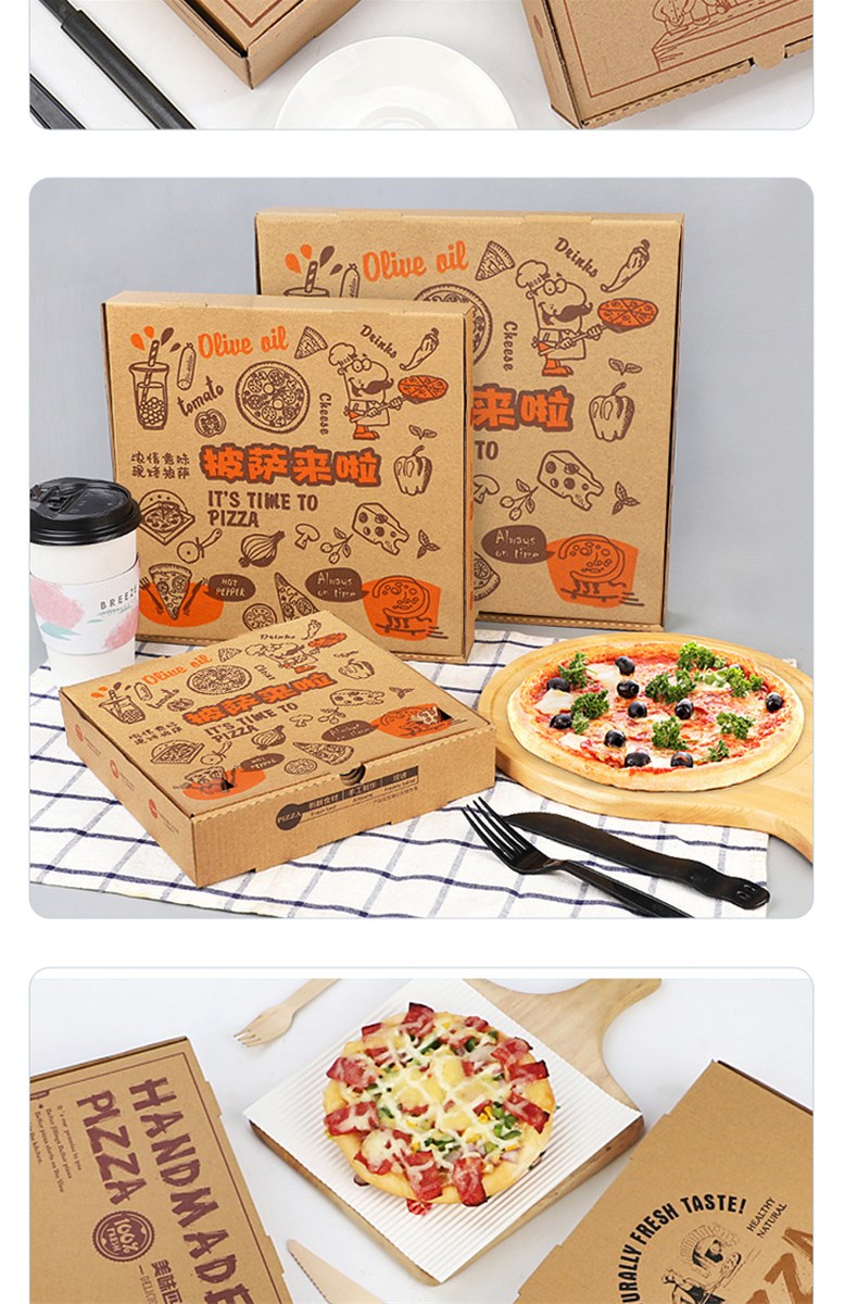 Corrugated pizza box Sizes and patterns can be customised