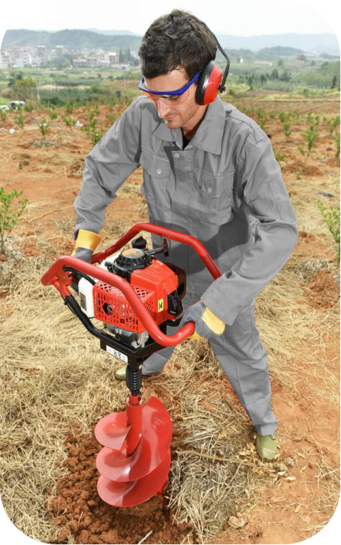1 or 2 persons operate EARTH AUGER MACHINE