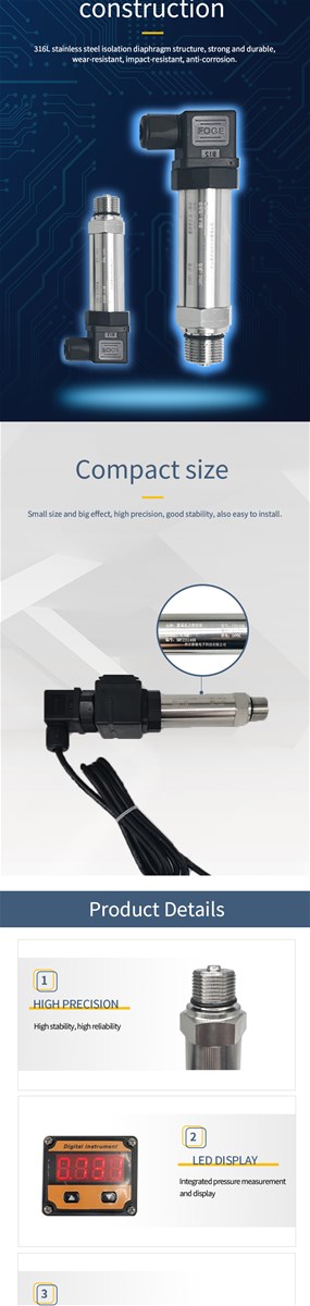 Lsolated pressure transmitter with high accuracy and stability resistant to wear and tear shock corrosion