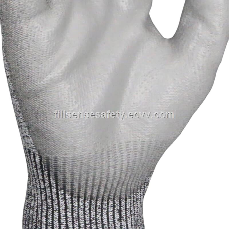 Factory Wholesale Cut Proof Level 5 HPPE Liner PU Coated Cut Resistant Gloves