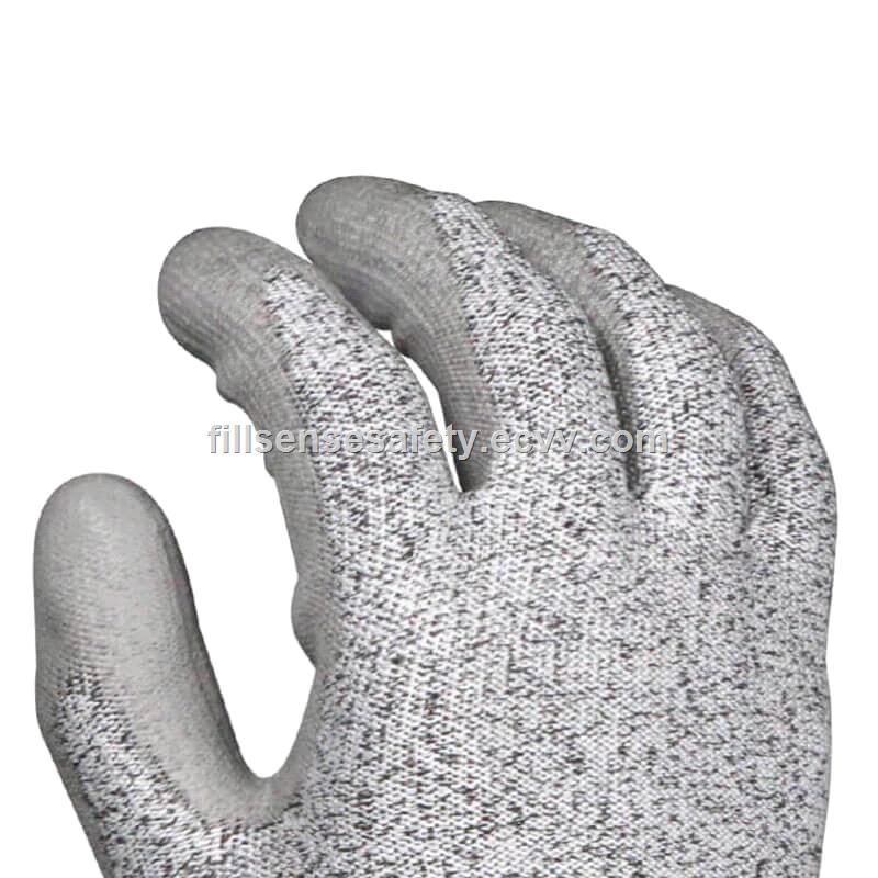 Factory Wholesale Cut Proof Level 5 HPPE Liner PU Coated Cut Resistant Gloves