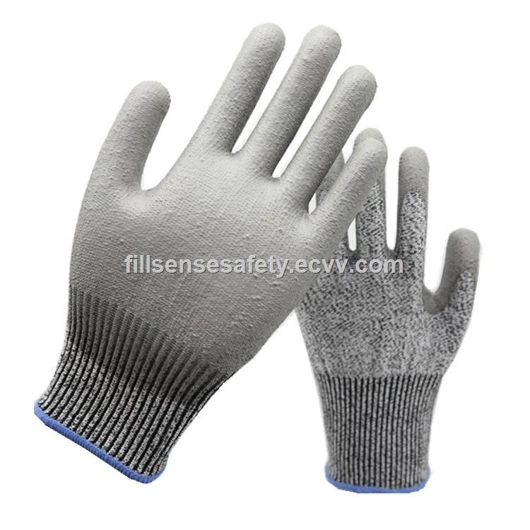 Factory Wholesale Cut Proof Level 5 HPPE Liner PU Coated Cut Resistant Gloves