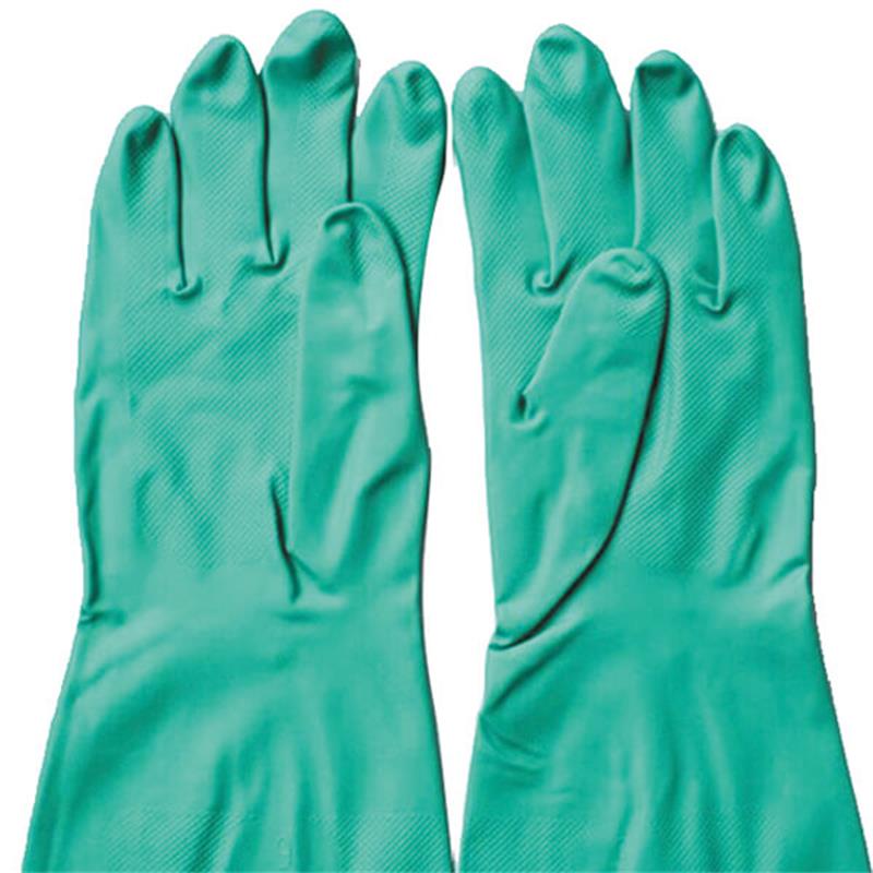 Long Cuff Acid Solvent Resistant Nitrile Chemical Resistant Gloves with Diamond Grip