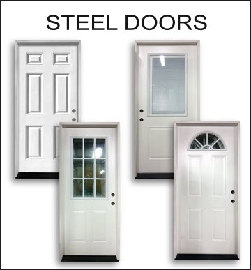 6 Panel White Primed American Steel Door With Wood Edge