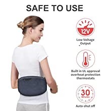 Comfier Heating Pad for Back Pain Heat Belly Wrap Belt with Vibration Massage Fast Heating Pads with Auto Shut off f