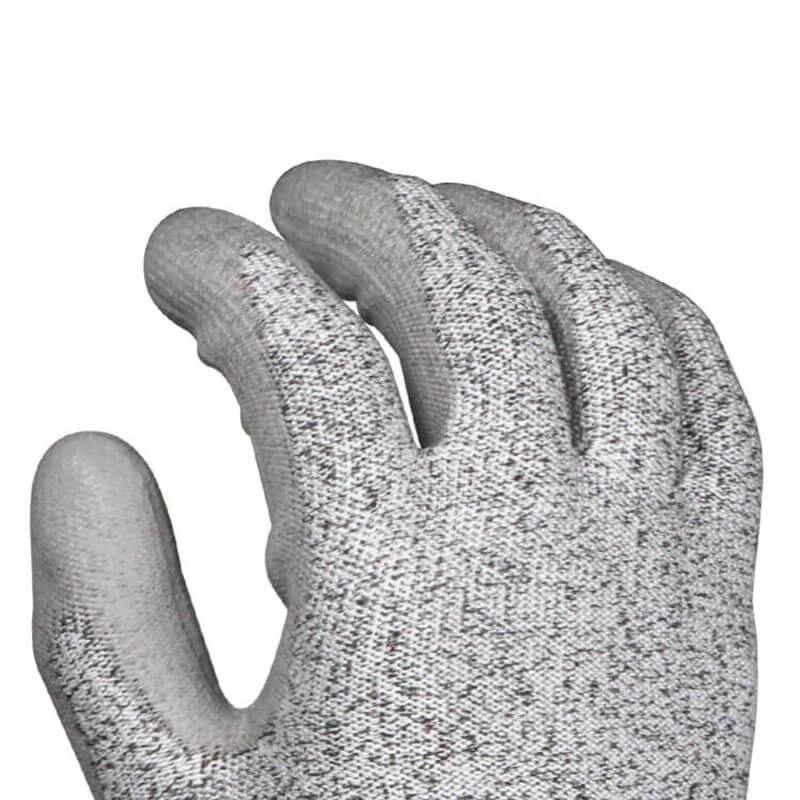 Anti Cut Resistant Level 5 HPPE Liner PU Coated Cut Proof Gloves