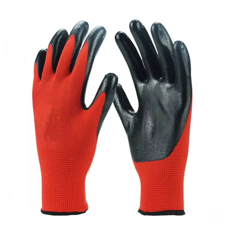 Oil and Abrasion Resistant 13G Polyester Liner Nitrile Dipped Best Work Gloves For Men