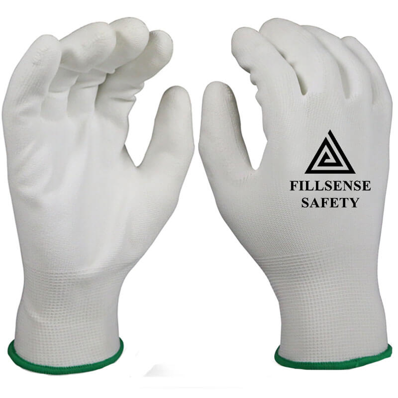 13G Polyester Liner PUPolyurethane Coated Gloves For Construction