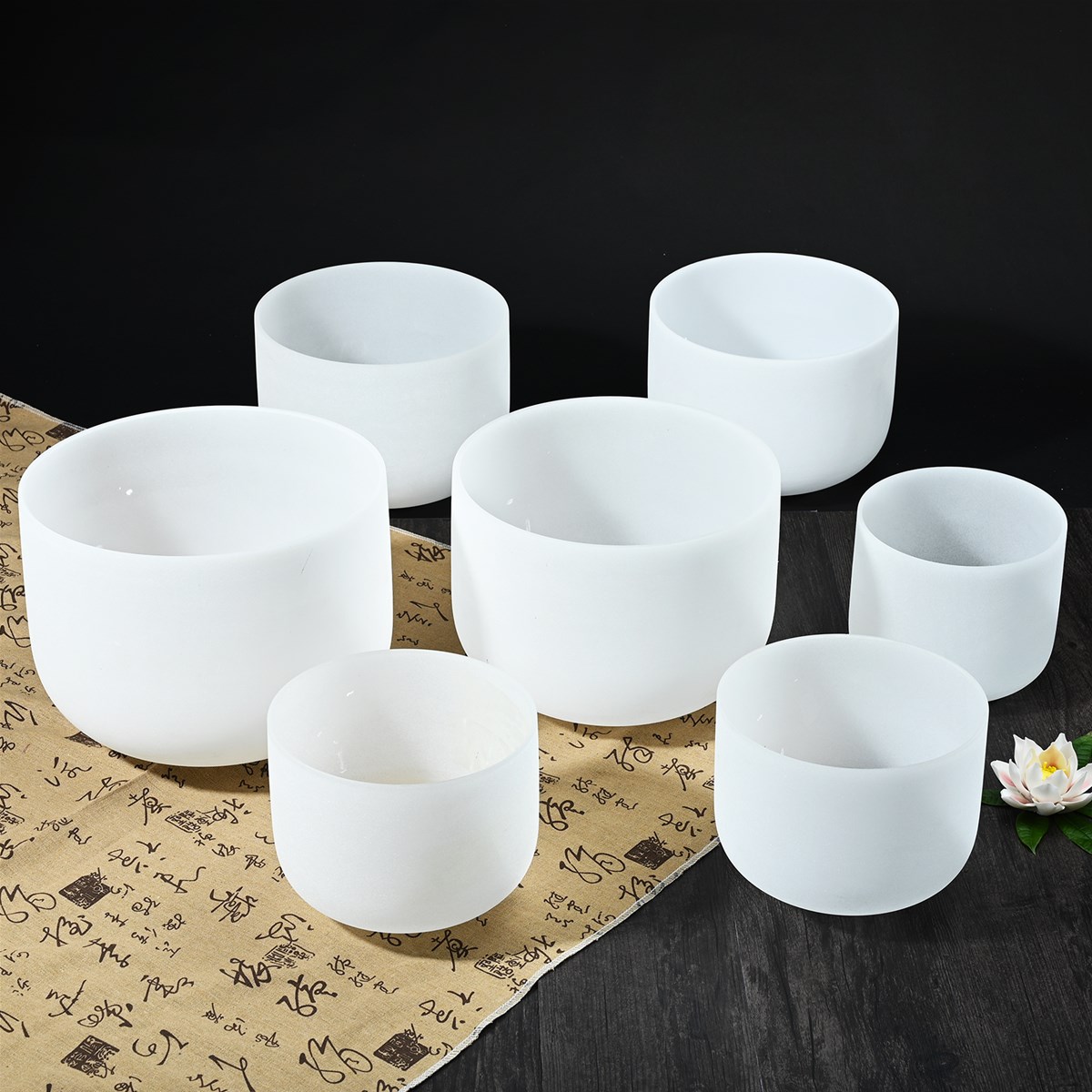 Quartz Frosted Singing Bowsl Chakra 7 Set