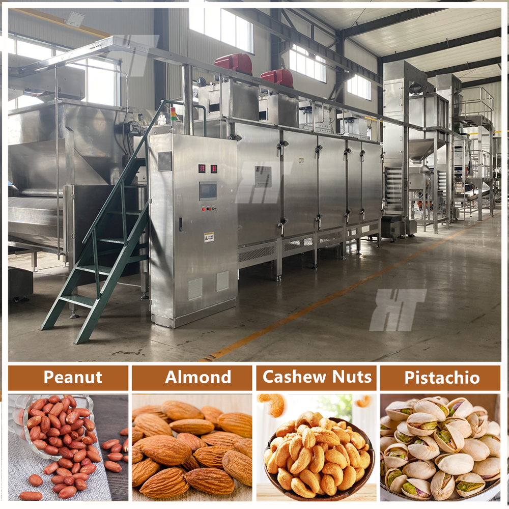 ISO Automatic Nuts Roaster Machine 300kgH Peanut Continuous Roasteing Machine Nuts Processing Machinery Roaster Oven