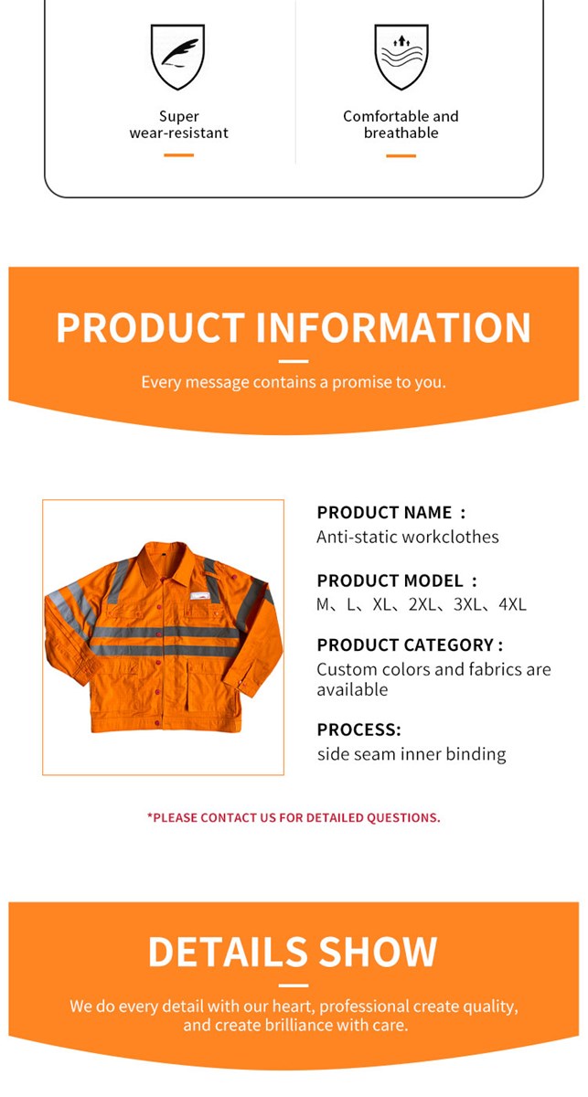Anti static workwear with multipocket design convenient and flexible brief and generous convenient for nighttime ac