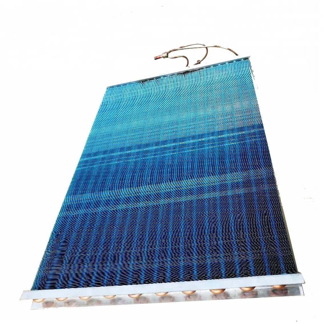 Finned hydrophilic foil evaporator for copper tube condenser for floor pump