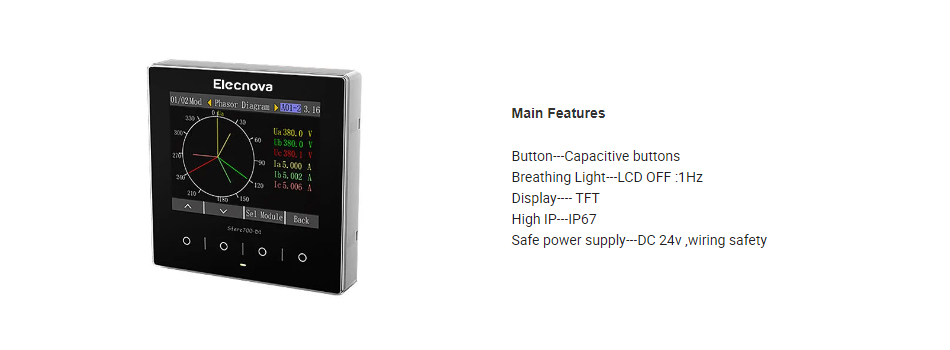 TFT Display Touch Button Compact Design 3 Phase Remote Power Monitoring System Multi Circuit Multi Channel Power Meter