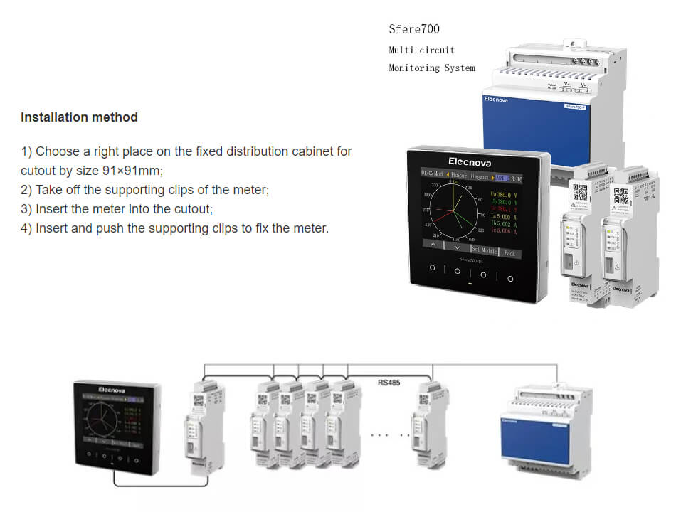 TFT Display Touch Button Compact Design 3 Phase Remote Power Monitoring System Multi Circuit Multi Channel Power Meter