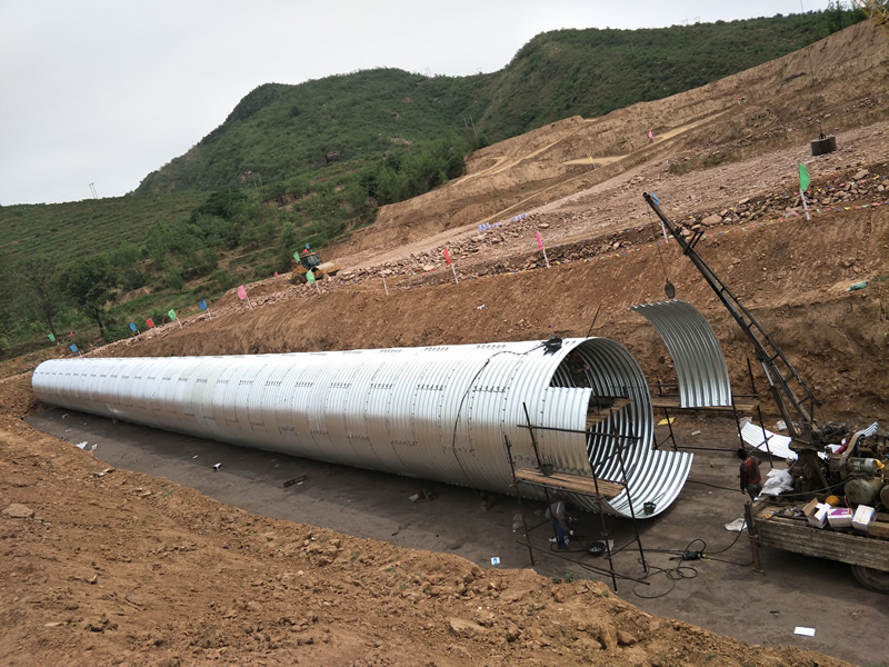 Steel corrugated pipe assembled large diameter metal culvert pipe