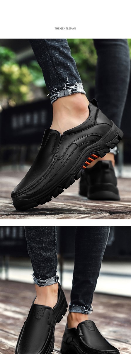 Outdoor mountaineering casual top layer cowhide rubber sole mens shoes