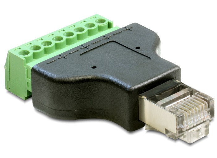 RJ45 plug to screw terminal block 2 pin