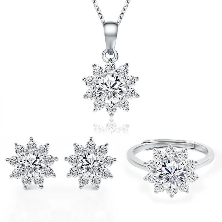 fashion accessories 925 silver jewelry with moissanite diamond jewelry sets for women wedding white gold plated