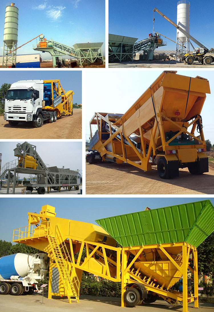 China manufacturer portable mobile concrete batching plant mixing station