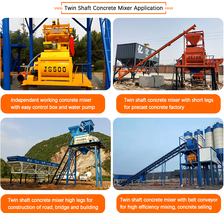 two double twin shaft concrete mixer mixing machine for batching plant