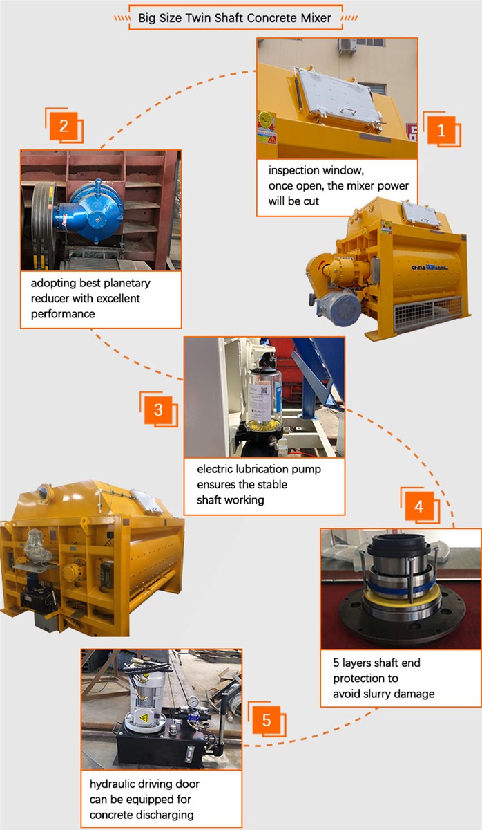 two double twin shaft concrete mixer mixing machine for batching plant