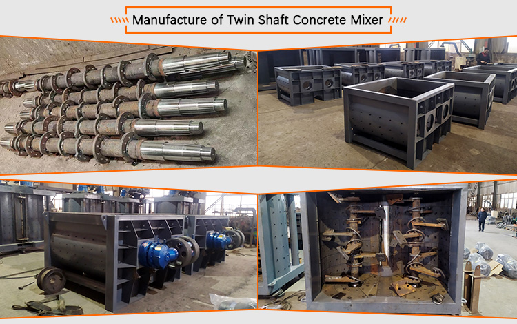 two double twin shaft concrete mixer mixing machine for batching plant
