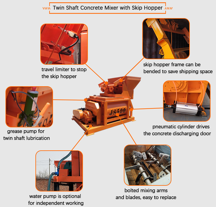 two double twin shaft concrete mixer mixing machine for batching plant