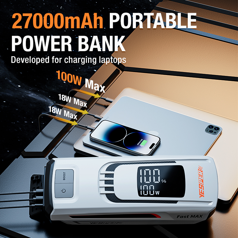 Factory Sale 27000mAh Portable wireless Power Bank With Long Lasting Battery Jump Starter