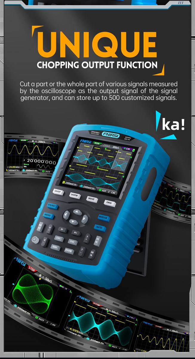 FNIRSI DPOX180H Handheld Phosphor Digital Oscilloscope 180MHz Dual Channel 20Mhz Signal Generator